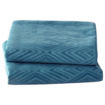 IKAT Velvet Pillow Shell Sets, Storm Blue, 2 Piece 26" X 14"
