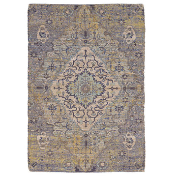 Morris Blue/Yellow Gramercy Distressed Moroccan Accent Rug, 27" X 45"