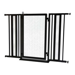 Fusion Gates - 36"-52" Black Fusion Gate with Chevron Trail in White Design - Baby Gates And Child Safety