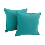 18" Solid Twill Square Throw Pillows, Aqua Blue