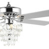 Mindy 52" 3-Light Glam Modern Crystal Shade LED Ceiling Fan With Remote, Chrome