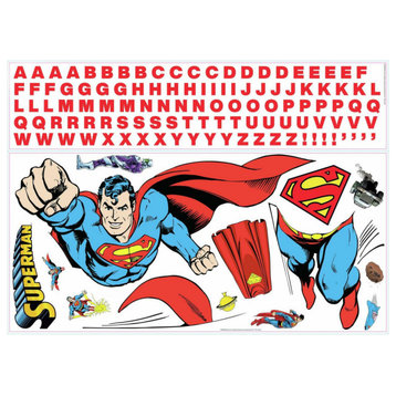 Classic Superman Peel and Stick Giant Wall Decals With Alphabet