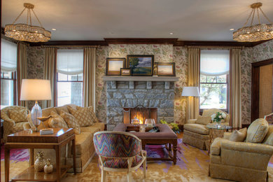 Family room - large transitional family room idea in Philadelphia