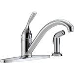 Delta - Delta 134/100/300/400 Series Single Handle Kitchen Faucet with Spray, Chrome - Delta faucets with DIAMOND Seal Technology perform like new for life with a patented design which reduces leak points, is less hassle to install and lasts twice as long as the industry standard*. You can install with confidence, knowing that Delta faucets are backed by our Lifetime Limited Warranty.  *Industry standard is based on ASME A112.18.1 of 500,000 cycles.