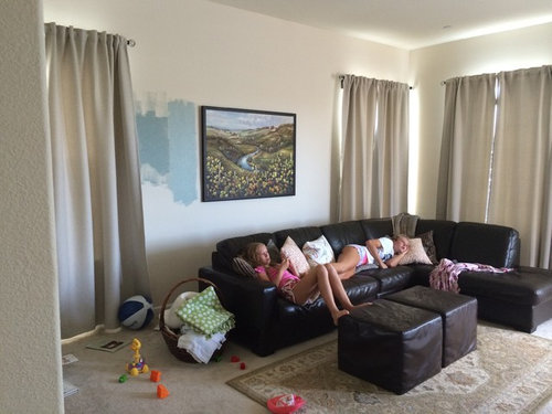What Color Should I Paint My Family Room Paint Color For Our Family Room It Is Open To The Kitchen Which We Just Had Cabinets Painted Benjamin Moore Stone Harbor 2111 50