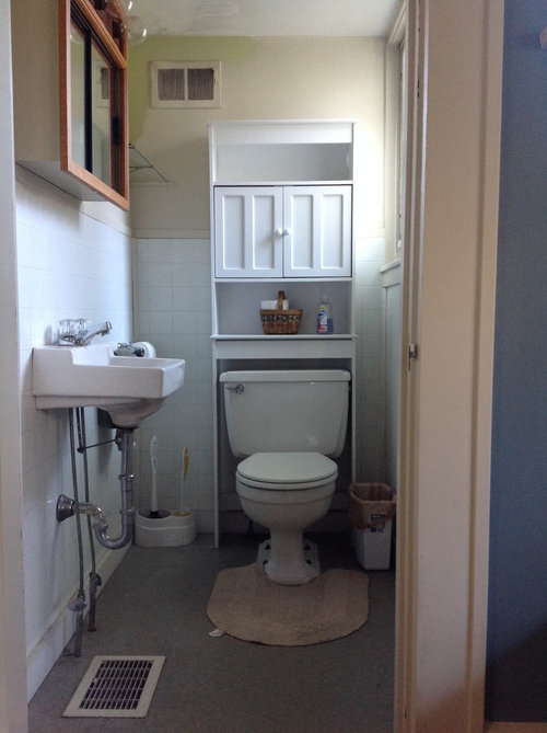 Tiny powder room remodel ! Need advice.