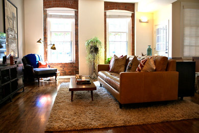 This is an example of an industrial family room in New York.