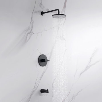 Luxier SS-C01-T-V Rainfall Shower Faucet With Valve and Spout, Matte Black