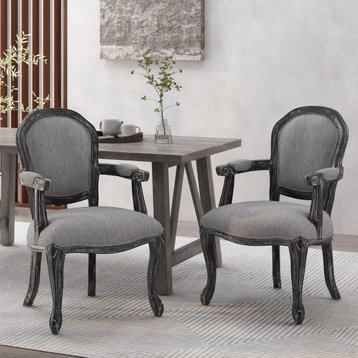 Fairgreens Traditional Upholstered Dining Chairs, Set of 2, Gray