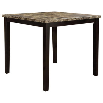 Benzara BM171296 Wooden High Table Faux Marble Top, Brown