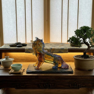 Mixed Color Crystal Glass Mythical Pixiu Fengshui Art Figure GB891