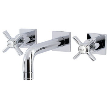 Kingston Brass KS6121ZX Two-Handle Wall Mount Bathroom Faucet, Polished Chrome