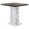 Benzara BM215031 Square Counter Height Table With Pedestal Base, White and Brown