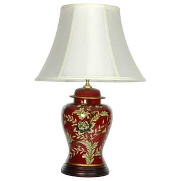 22.5" Golden Foliage Porcelain Lamp
