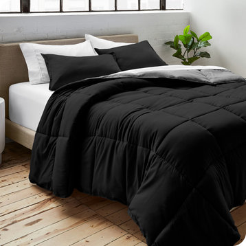 Bare Home Reversible Down Alternative Comforter, Black / Gray, Full/Queen
