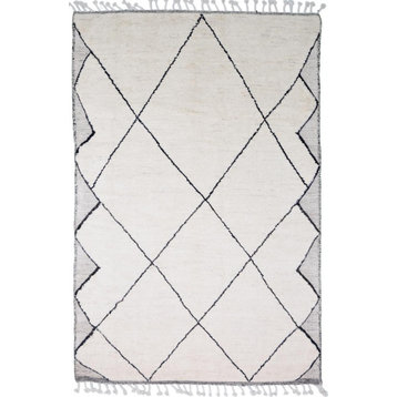 Oriental Rug Berber Maroccan Design 9'6"x6'5" Hand Knotted Carpet