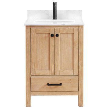 Shannon Bathroom Vanity Set, Fir Wood Brown, 24 Inch, Without Mirror