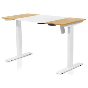 Furniture of America Quade Wood and Metal Height Adjustable Desk in White