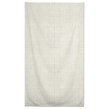 Cream and Brown Grid 58x102 Tablecloth