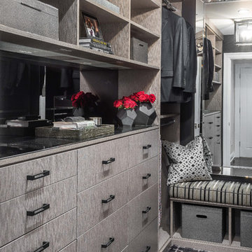 Dazzling Transitional His and Hers Master Closets