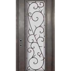 Bellagio 42x96 Wrought Iron Single Door 14 Gauge Steel - Front Doors