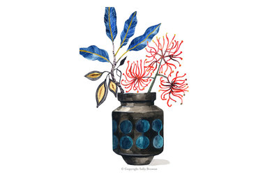 Stenocarpus Firewheel in retro Vase