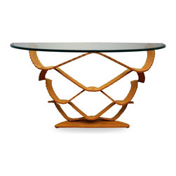 SCULPTURAL STEEL ARTISAN CONSOLE TABLE WITH GLASS TOP - Products