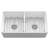 Sinber 33" Farmhouse Apron Double Bowl Kitchen Sink with Fireclay White