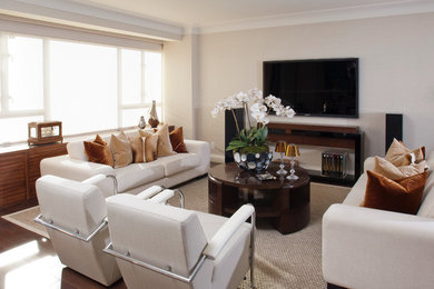Example of a trendy living room design in Miami