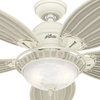 Hunter Fan Company 54" Caribbean Breeze Textured White Ceiling Fan With Light
