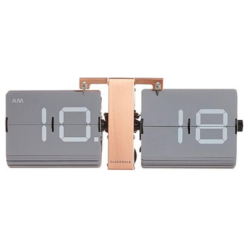 Flipping Out Wall and Tabletop Flip Clock, Grey and Copper