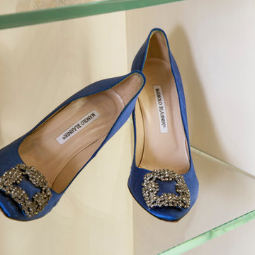 Custom Couture Master Closet with Glass Shoes Display Shelving