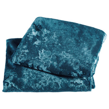 Crushed Velvet Pillow Cover 2 Piece Set, Storm Blue, 14" X 26"