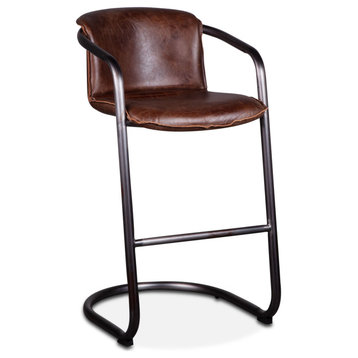 Chiavari Leather Bar Chair Geisha Brown, Set of 2