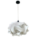 EQ Light - Cloud Pendant Light, Black, Medium - The Cloud Pendant Light makes a stunning accent piece in a dining room, entryway or kitchen. This elegant pendant light has silver steel construction and a round shade made from white spiral polypropylene pieces. Hang it in a contemporary style home for a cohesive look.