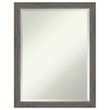 Regis Barnwood Grey Narrow Beveled Wood Bathroom Wall Mirror - 20.5 x 26.5 in.
