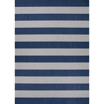 Couristan Afuera Yacht Club Indoor/Outdoor Area Rug, Midnight Blue-Ivory, 5'3"x7