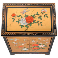 Gold Lacquer Shoe Cabinet Birds and Flowers