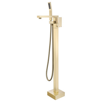 Freestanding Tub Shower Claw Foot Faucet With Handheld Spout, Gold