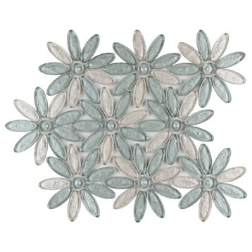 12"x12" Floral Fusion Imagination Mosaic, Set Of 4, Citrifolia