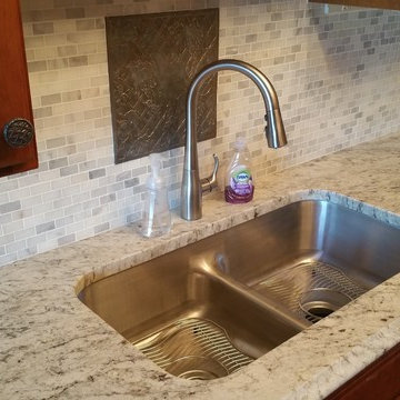 African Rainbow Granite, Tile Backsplash installation
