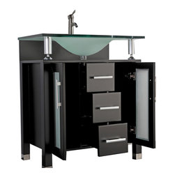 32 inch Single Sink Modern Bathroom Vanity Set Espresso Finish - Bathroom Vanities And Sink Consoles