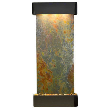 Inspiration Falls Wall Fountain, Blackened Copper, Multi Color Slate, Square Fra