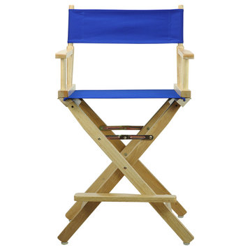 24" Director's Chair With Natural Frame, Royal Blue Canvas