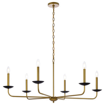Charlie 42" Pendant, Black and Brass