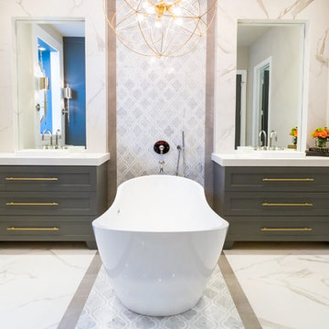Master Bathroom Renovation | Gold, Gray & Cobalt | Spring Valley | Houston, TX