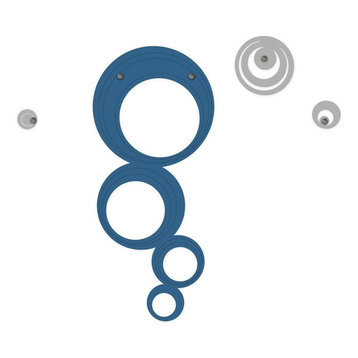 Circle Wall-Mounted Coat Stand, Blue and Cement
