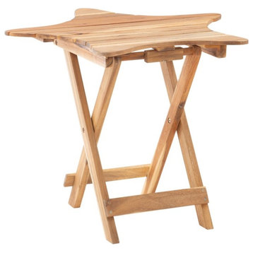 Linon Westover Wood Outdoor Folding Table in Natural Brown
