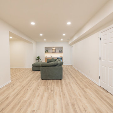 Modern Parkville Basement Remodel with Media Zone + Flex Spaces