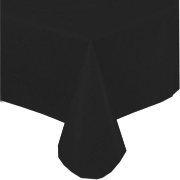 52'' x 108", Vinyl Tablecloth with Polyester Flannel Backing in Black